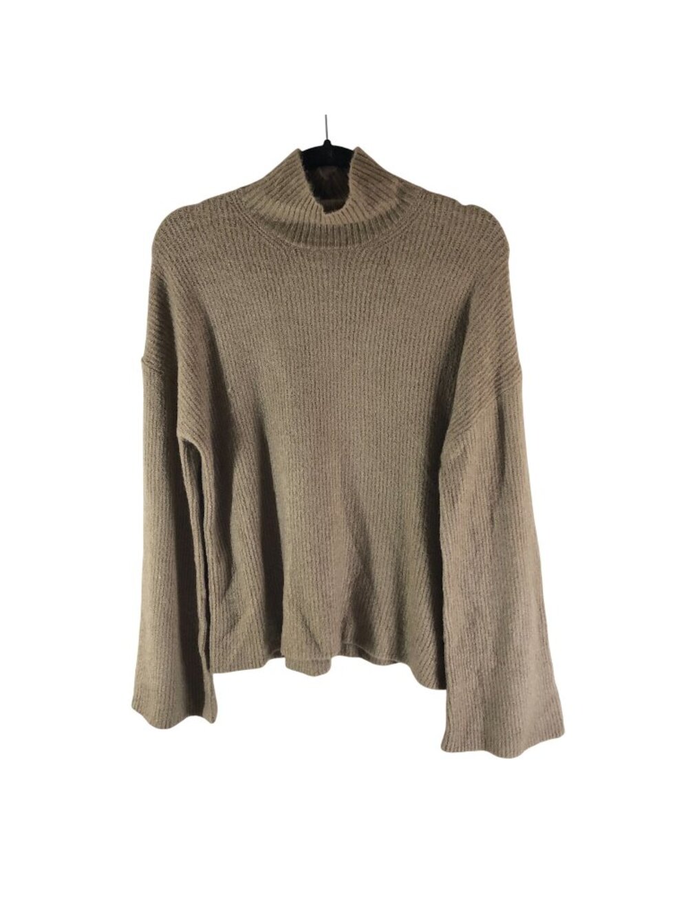 French Connection Womens Sweater Mock Neck Oversized Bell Sleeve Boxy Beige S